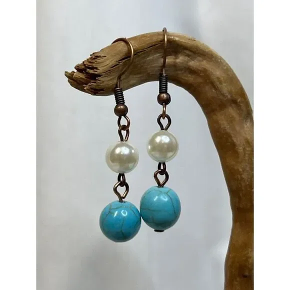 SOUTHWEST TURQUOISE PEARL FANCY Western Rodeo Cowgirl Fashion Necklace Set New - Picture 7 of 16